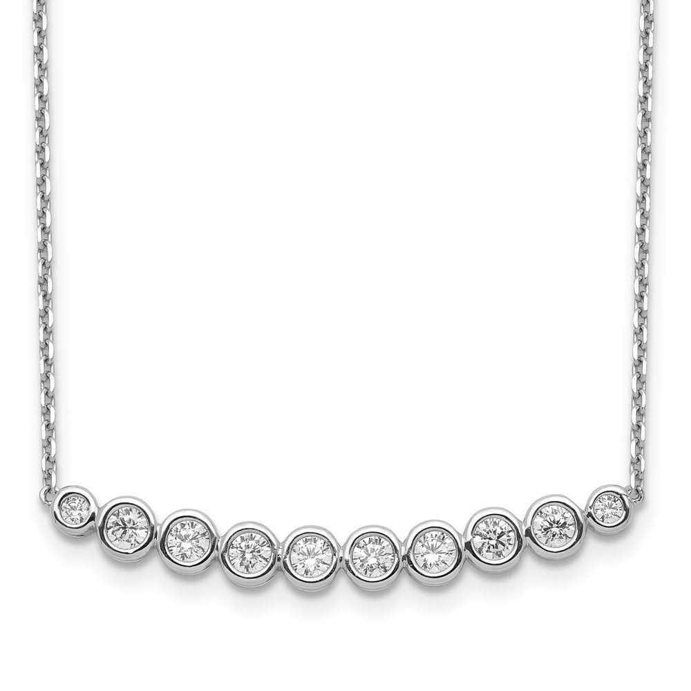 Sterling Shimmer Sterling Silver Rhodium-plated 16 inch 10 Stone CZ Bar Necklace with 2 inch extender, 18 x 1 mm