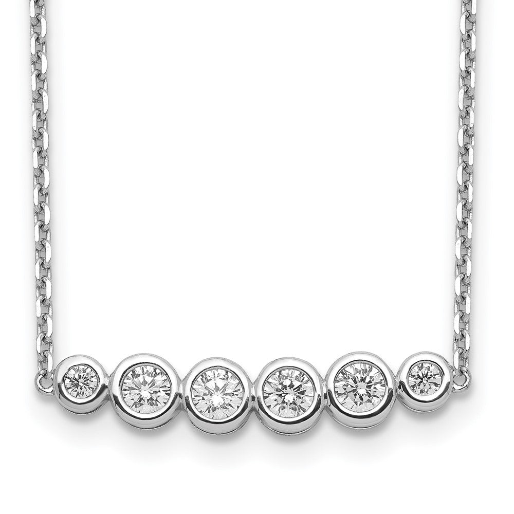 Sterling Shimmer Sterling Silver Rhodium-plated 16 inch 6 Stone CZ Bar Necklace with 2 inch extender, 18 x 1 mm