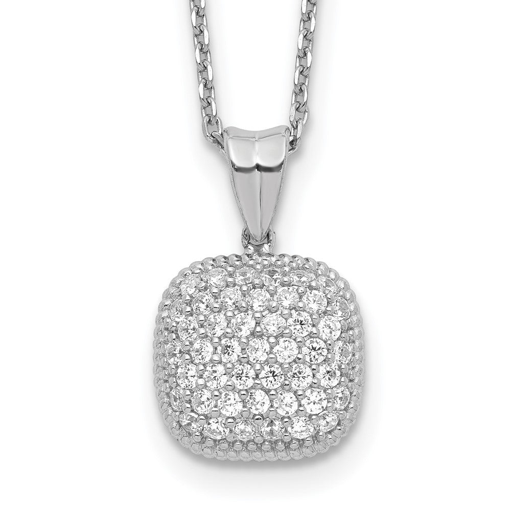 Sterling Shimmer Sterling Silver Rhodium-plated 16 inch 49 Stone Square CZ Necklace with 2 inch extender, 18 x 1 mm