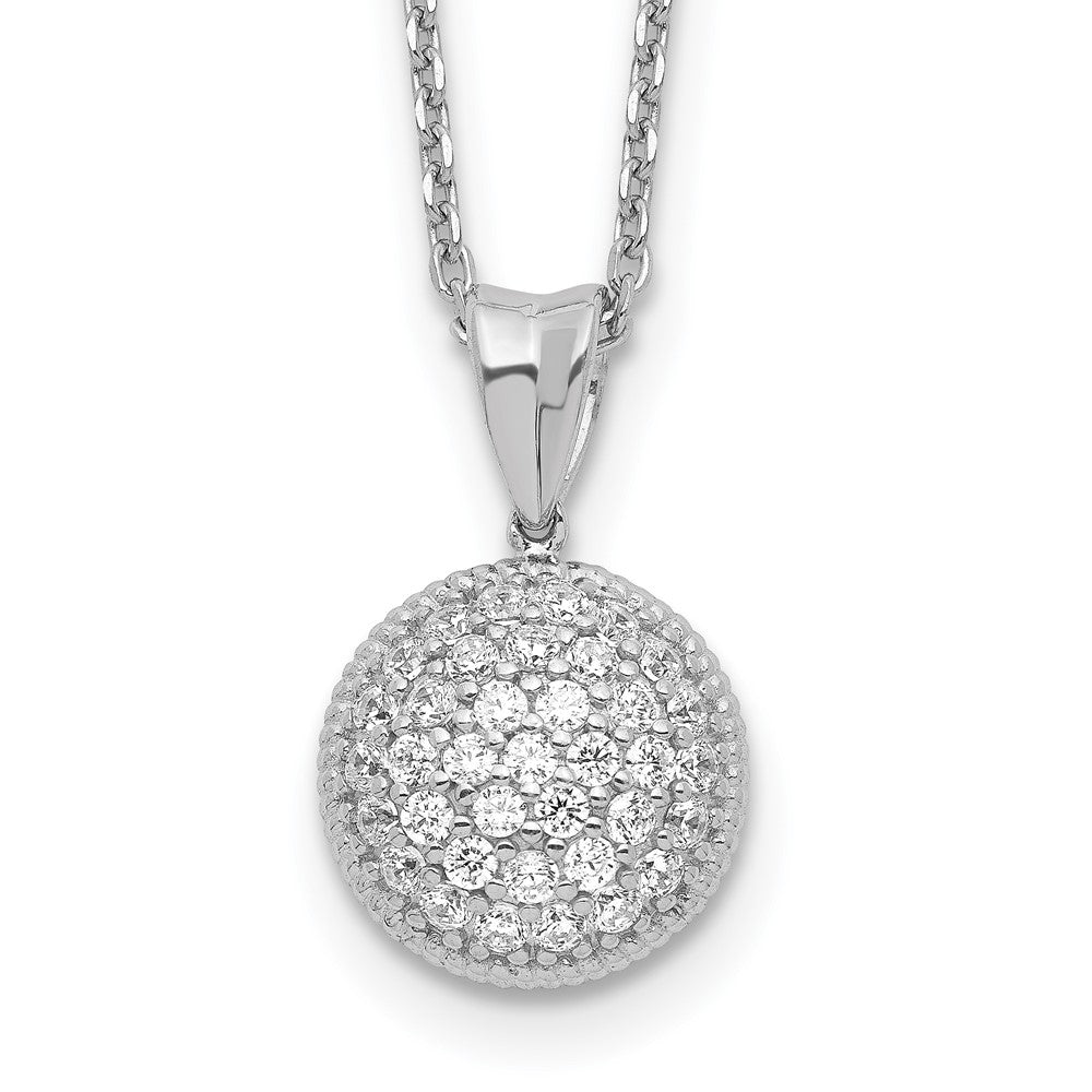 Sterling Shimmer Sterling Silver Rhodium-plated 18 inch 41 Stone CZ Round Necklace, 18 x 1 mm