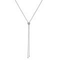 Sterling Shimmer Sterling Silver Rhodium-plated 26 inch Adjustable 27 Stone CZ Lariat Necklace, 26 x 1.1 mm