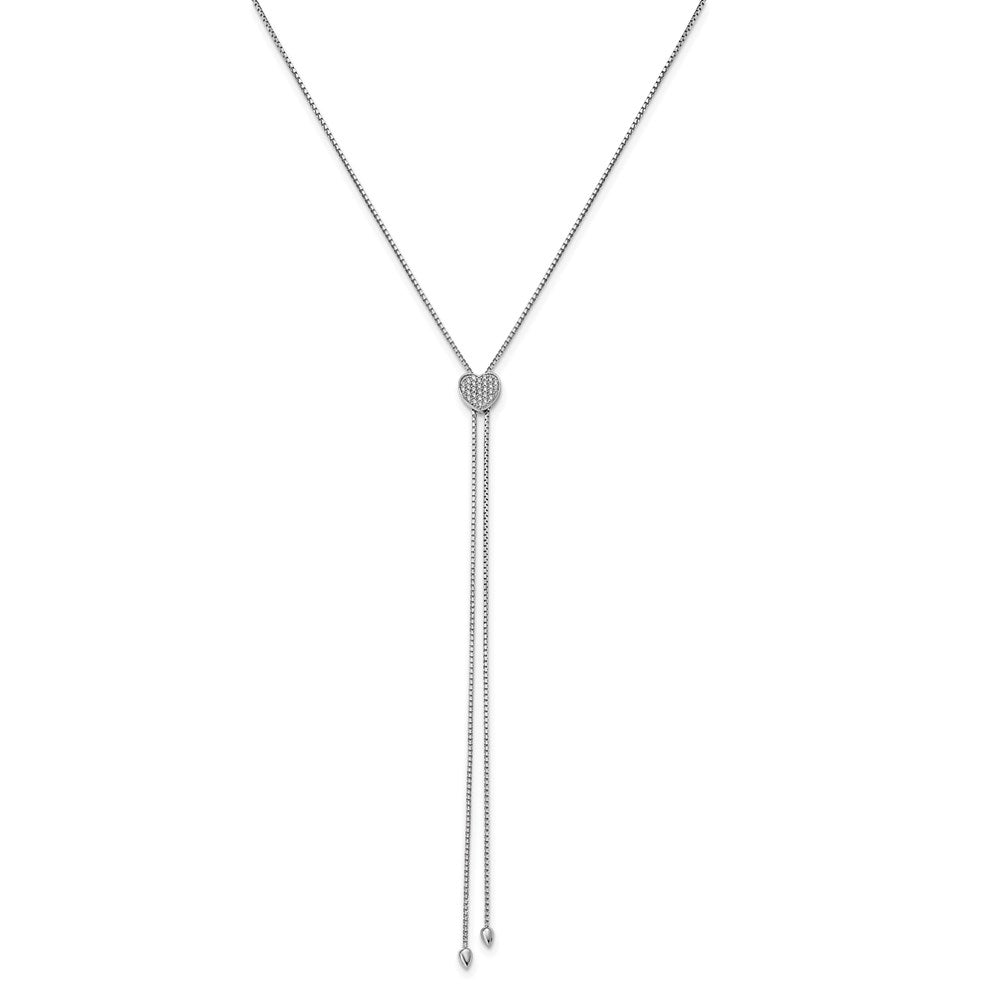 Sterling Shimmer Sterling Silver Rhodium-plated 26 inch Adjustable 27 Stone CZ Lariat Necklace, 26 x 1.1 mm