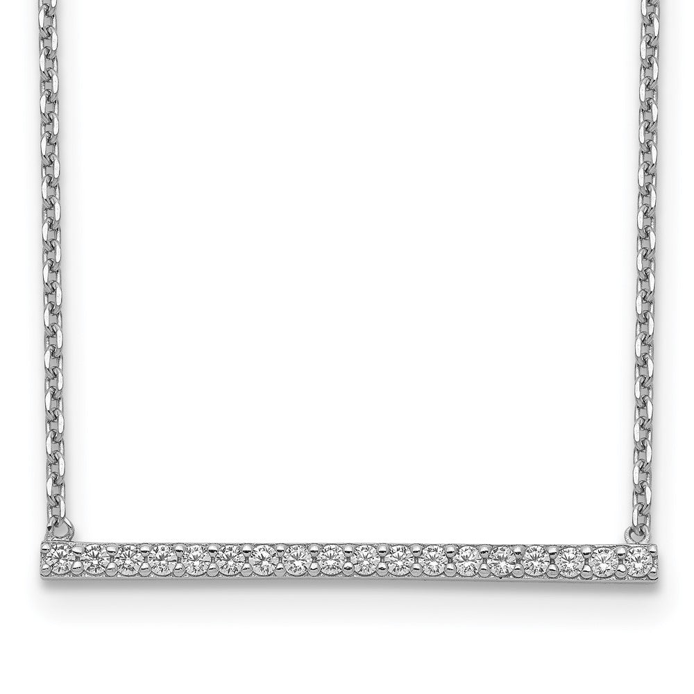 Sterling Shimmer Sterling Silver Rhodium-plated 16.25 inch 19 Stone CZ Bar Adjustable to 18 Choker Necklace, 16.25 x 0.8 mm