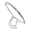 Prizma Sterling Silver Rhodium-plated 3mm Colorful CZ Adjustable Bolo Bracelet, 3.35 mm