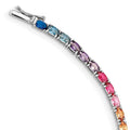 Prizma Sterling Silver Rhodium-plated 7.5 inch Oval Colorful CZ Tennis Bracelet, 7.5 x 3.26 mm