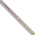 Prizma Sterling Silver Rhodium-plated 7.25 inch Channel-Set White and Colorful and White CZ Bracelet, 7.25 x 6.7 mm