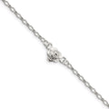 Sterling Silver Flower Charm Anklet, 9 x 2 mm