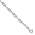 Sterling Silver 9inch Solid Polished Fancy Knot-Link Anklet, 9 x 6 mm
