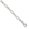 Sterling Silver 9inch Solid Polished Fancy Link Anklet, 9 x 6 mm