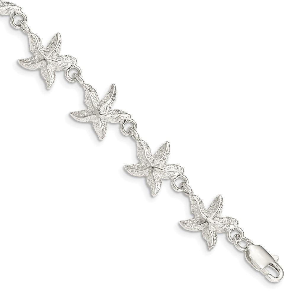 Sterling Silver Starfish Bracelet, 7 x 13 mm