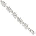 Sterling Silver Turtles Bracelet, 7 x 8 mm