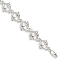 Sterling Silver Dolphins Bracelet, 7 x 13 mm
