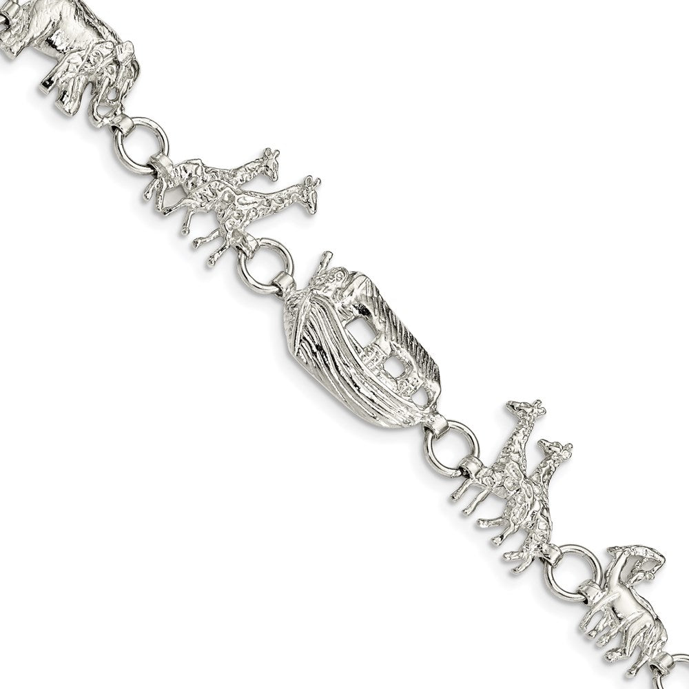 Sterling Silver Noah's Ark Bracelet, 7 mm