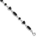 Sterling Silver Rhodium-plated Onyx Bracelet, 8 x 8.5 mm