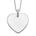 Sterling Silver Engraveable Heart on Box Chain 18 inch Necklace, 18 x 25 mm