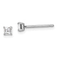 Sterling Silver Madi K Rhodium-plated Polished 3mm Square CZ Children's Stud Earrings, 3 x 3 mm