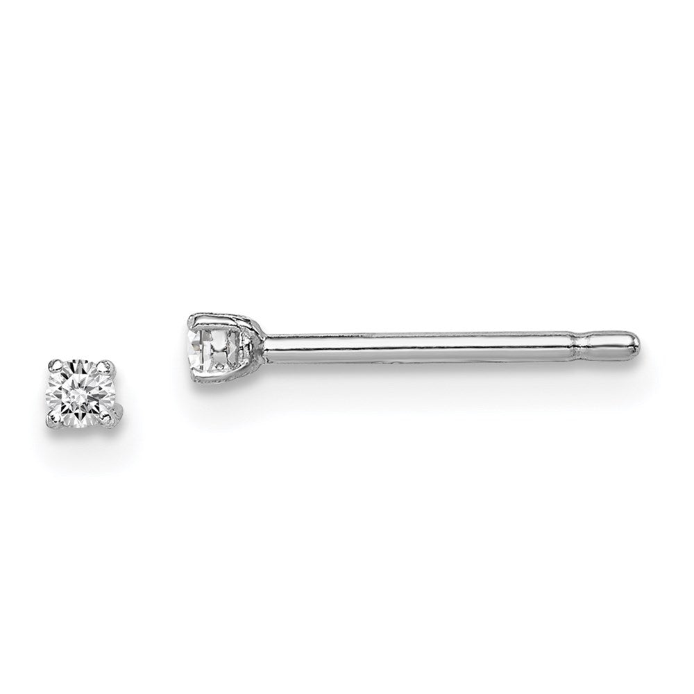 Sterling Silver Madi K Rhodium-plated 2mm Round CZ Children's Stud Earrings, 2 x 2 mm