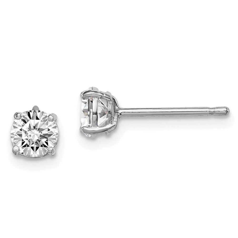 Sterling Silver Madi K Rhodium-plated 5mm Round CZ Children's Stud Earrings, 5 x 5 mm