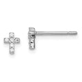 Madi K Sterling Silver Rhodium-plated CZ Children's Cross Post Earrings, 6 x 4 mm