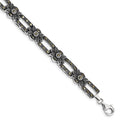 Sterling Silver Rhodium-plated Marcasite Bracelet, 7.5 mm