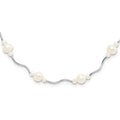 Sterling Silver Rhodium-plated 3-7mm White Near-Round Freshwater Cultured Pearl 13-Station 16 inch with 2.5 inch Extension Necklace, 18.5 mm