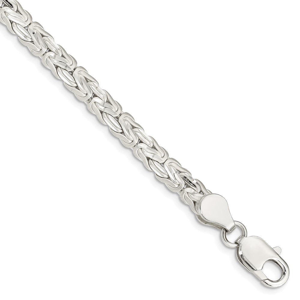 Sterling Silver Polished Back/Satin D/C Front Fancy Byzantine Bracelet, 8 x 6.5 mm