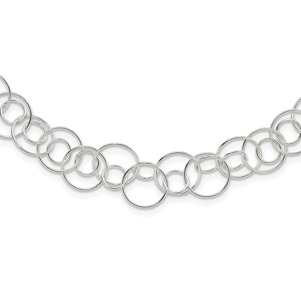 Sterling Silver Fancy Link Necklace, 42 x 12 mm
