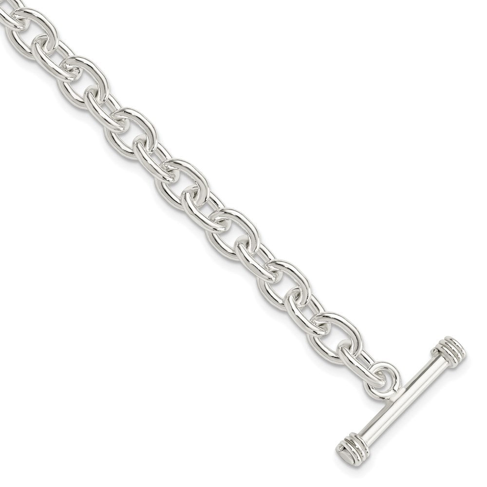 Sterling Silver 7.75inch Polished Fancy Link Toggle Bracelet, 7.75 x 6.45 mm
