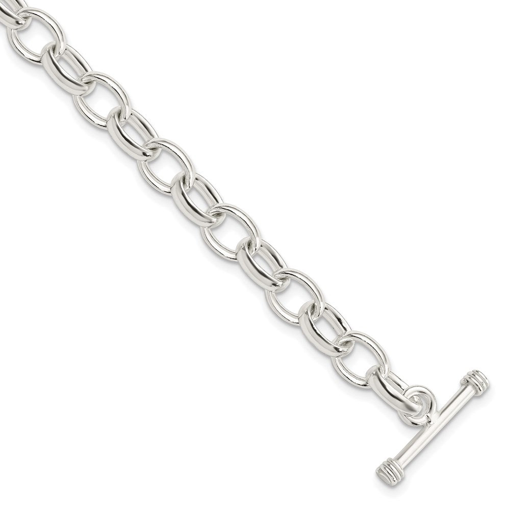 Sterling Silver 7.75inch Polished Fancy Link Toggle Bracelet, 7.75 x 6.3 mm