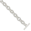 Sterling Silver 7.75inch Polished Fancy Link Toggle Bracelet, 7.75 x 10 mm