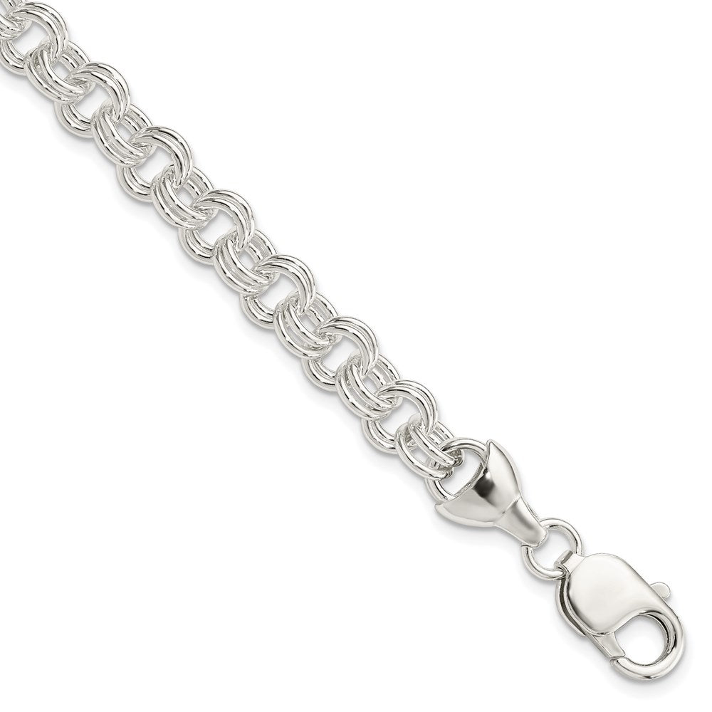 Sterling Silver 7.5inch Double Link Bracelet, 7.5 x 9 mm