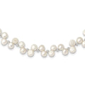 Sterling Silver FW Cultured Button Pearl 16in Necklace, 18 x 8 mm