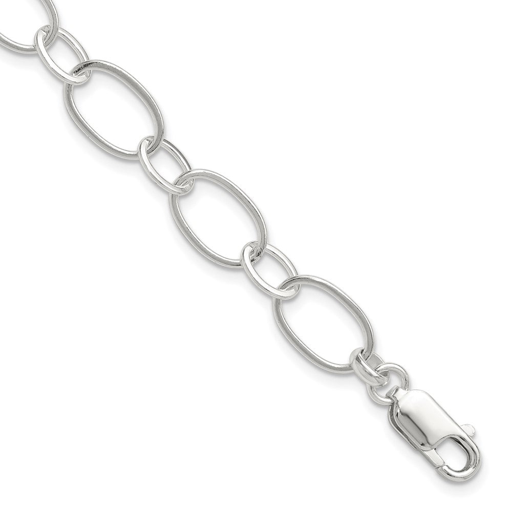 Sterling Silver 7.5inch Fancy Link Bracelet, 7.5 x 9 mm