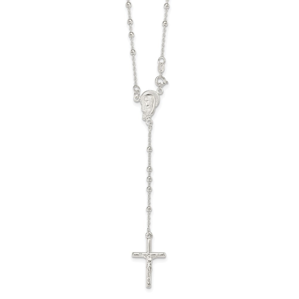 Sterling Silver Polished Rosary Necklace, 18 mm, 8.26 g