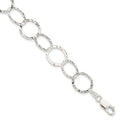 Sterling Silver Fancy Hammered Bracelet, 7.5 x 15 mm