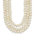 Sterling Silver Triple Strand White FW Cultured Pearl Necklace, 21 x 21 mm