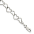 Sterling Silver 7.5inch Polished Fancy Heart Link Bracelet, 7.5 x 5.5 mm