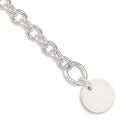Sterling Silver Engraveable Circular Disc on Fancy Link Bracelet, 7.5 x 20 mm