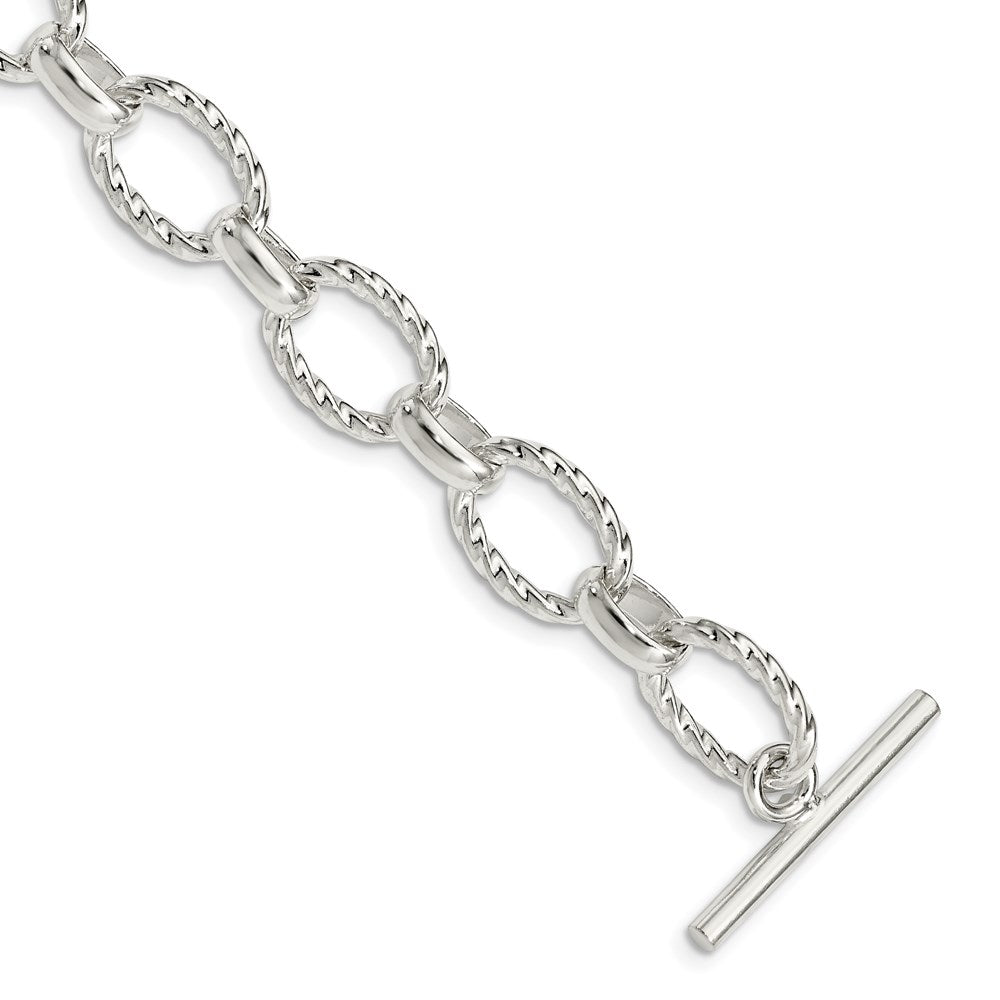 Sterling Silver 7.5inch Polished Fancy Link Bracelet, 7.5 x 12 mm