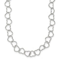 Sterling Silver 18inch Polished Fancy Heart Link Necklace, 18 x 6 mm