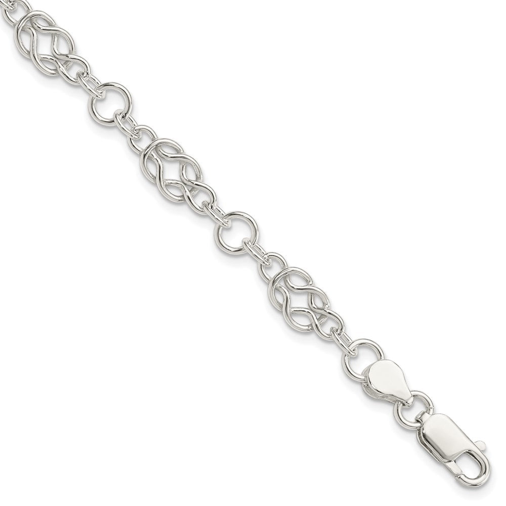 Sterling Silver 7.5inch Polished Fancy Knot-Link Bracelet, 7.5 x 7 mm