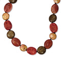 Sterling Silver Tiger Eyes/Carnelian/Reconst. Coral/FW Cult. Pearl Necklace, 20 x 20 mm