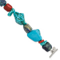 Sterling Silver Red Coral/Howlite/Lapis/Turquoise Bracelet, 8 x 20 mm