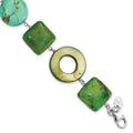 Sterling Silver Chrysocolla, Dyed Howlite & Dyed Mother Of Pearl w/ 1.5in ext Bracelet, 8.5 x 20.3 mm