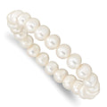 8-9mm White Near-round Freshwater Cultured Pearl Stretch Bracelet, 7.5 mm