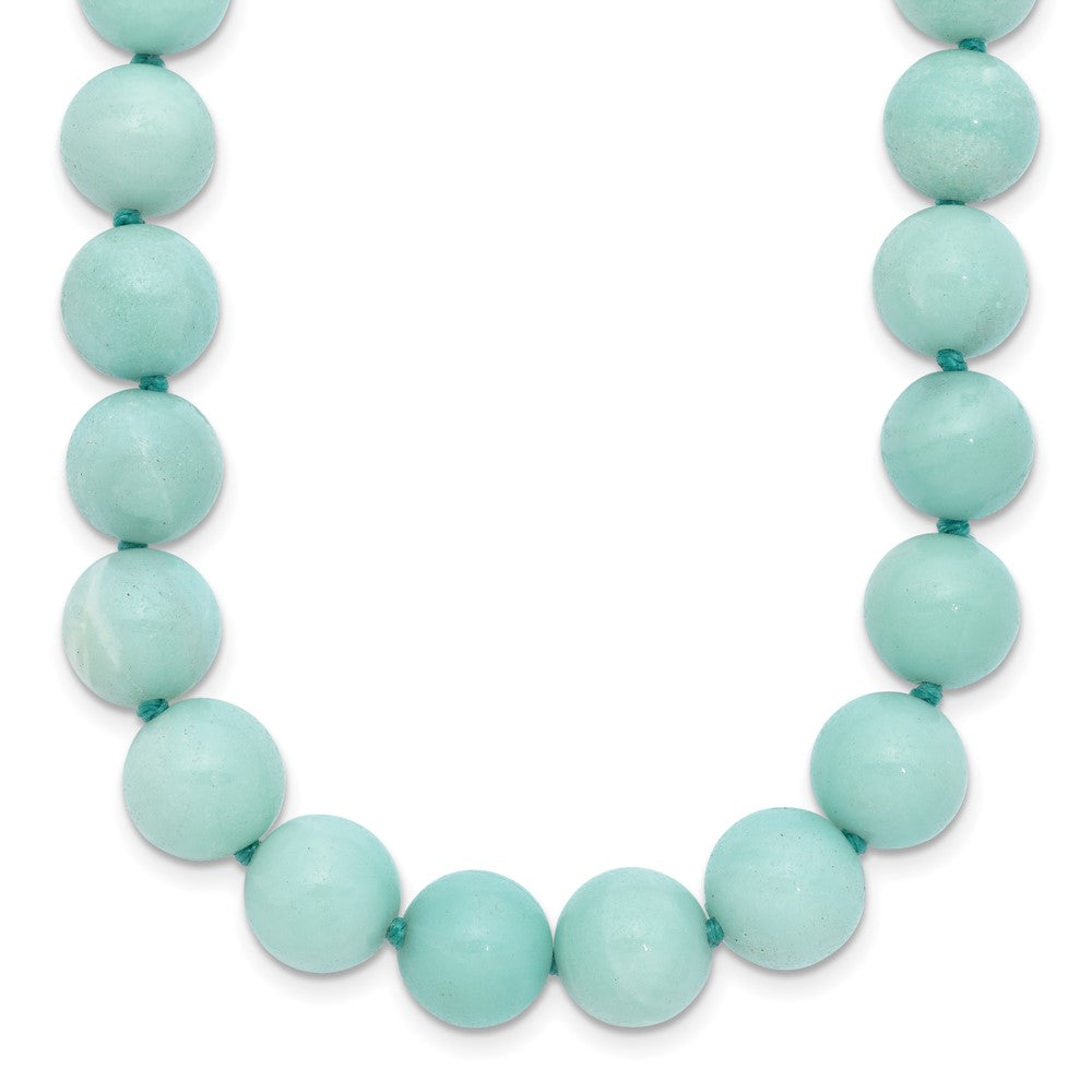 10-10.5mm Smooth Beaded Amazonite Necklace w/Sterling S.RH Clasp, 18 x 10 mm