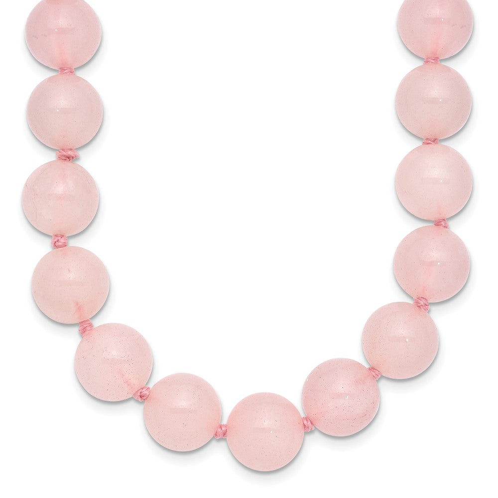 10-10.5mm Smooth Beaded Rose Quartz Necklace w/Sterling S.RH Clasp, 18 x 10 mm