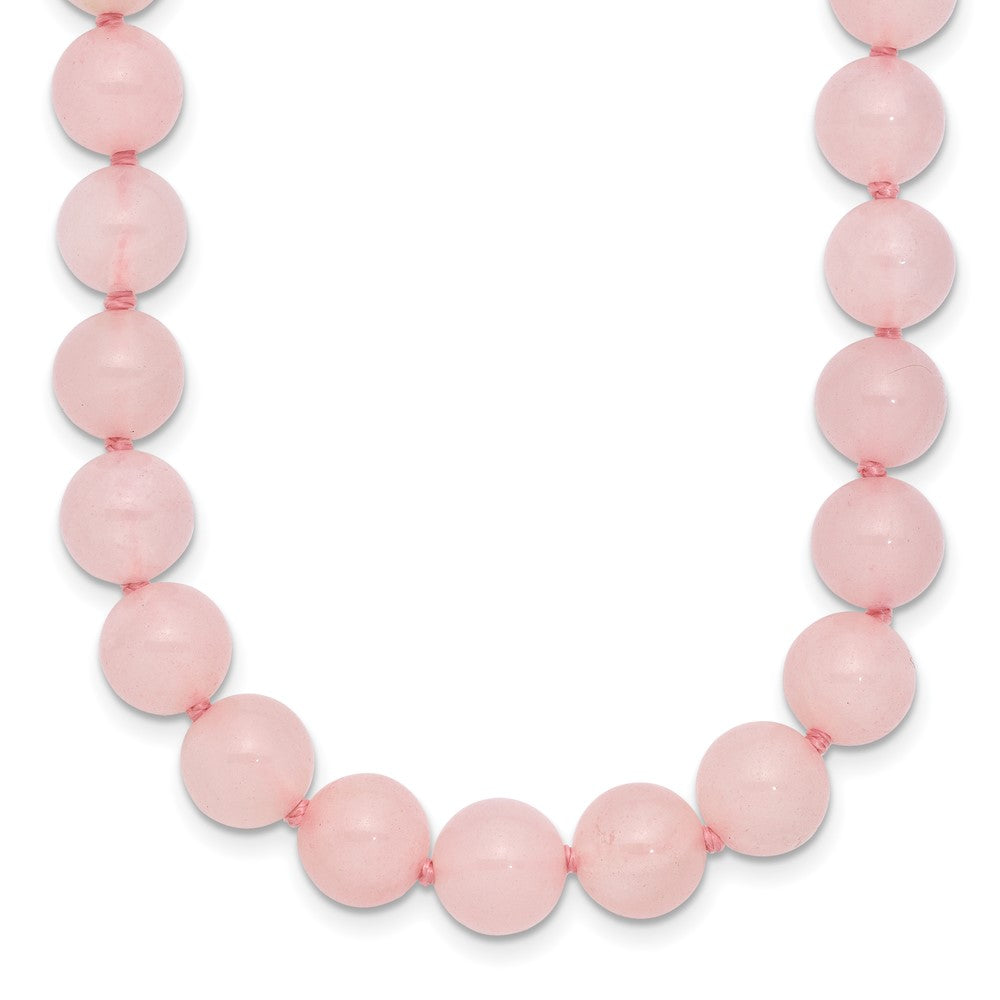 8-8.5mm Smooth Beaded Rose Quartz Necklace w/Sterling S.RH Clasp, 18 x 8 mm
