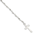Sterling Silver Polished Bead Rosary 7.5 inch Bracelet, 7.5 mm