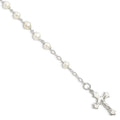 Sterling Silver and FW Cultured Pearl Rosary 7.5 inch Bracelet, 7.5 mm